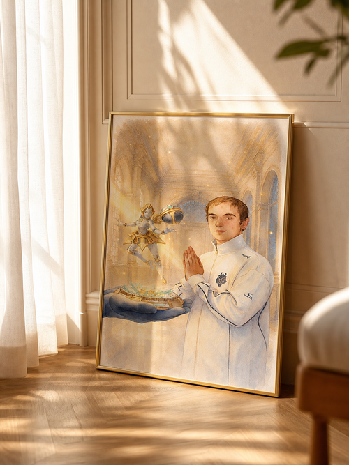 Caps G2 Royal Legends wall art framed print hanging in living room — LoL esports poster