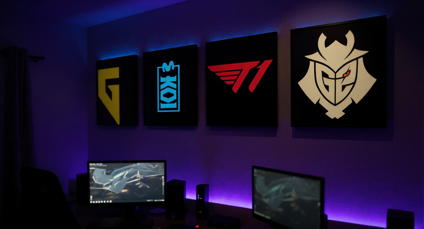 Esports Team Logos in a Cozy Setup Gamer