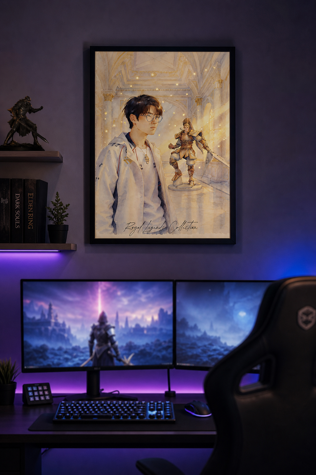 Oner T1 Royal Legends esports wall art digital print, watercolor style setup gamer