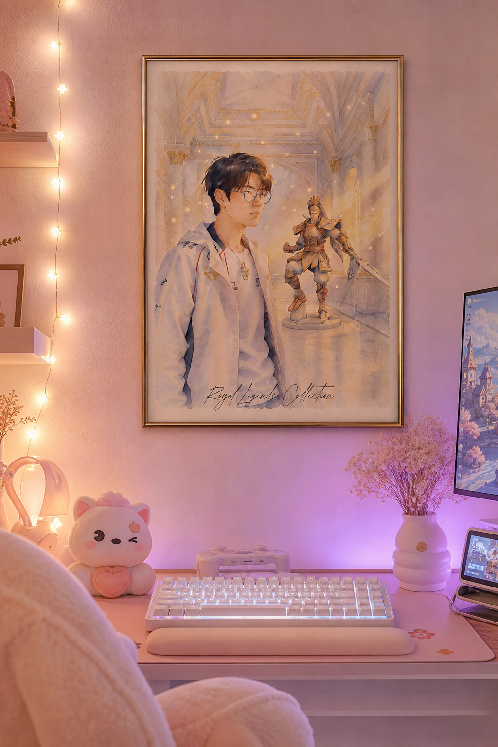 Oner T1 Royal Legends esports wall art digital print, watercolor style in a girl setup gamer 
